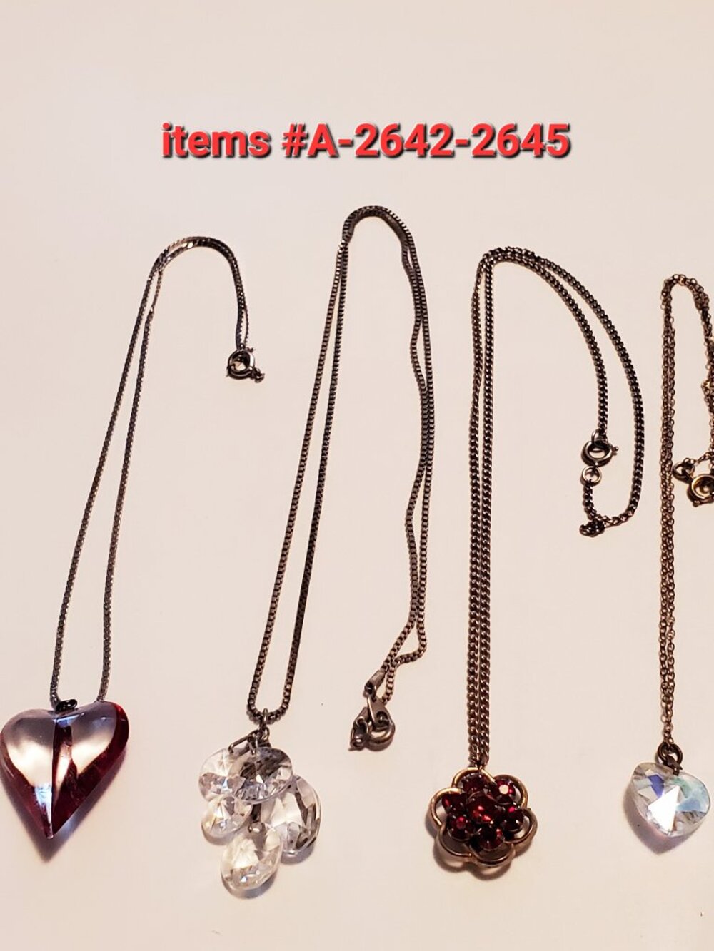 4 Necklaces, items # A-2642-2645, wt. 25 grams.